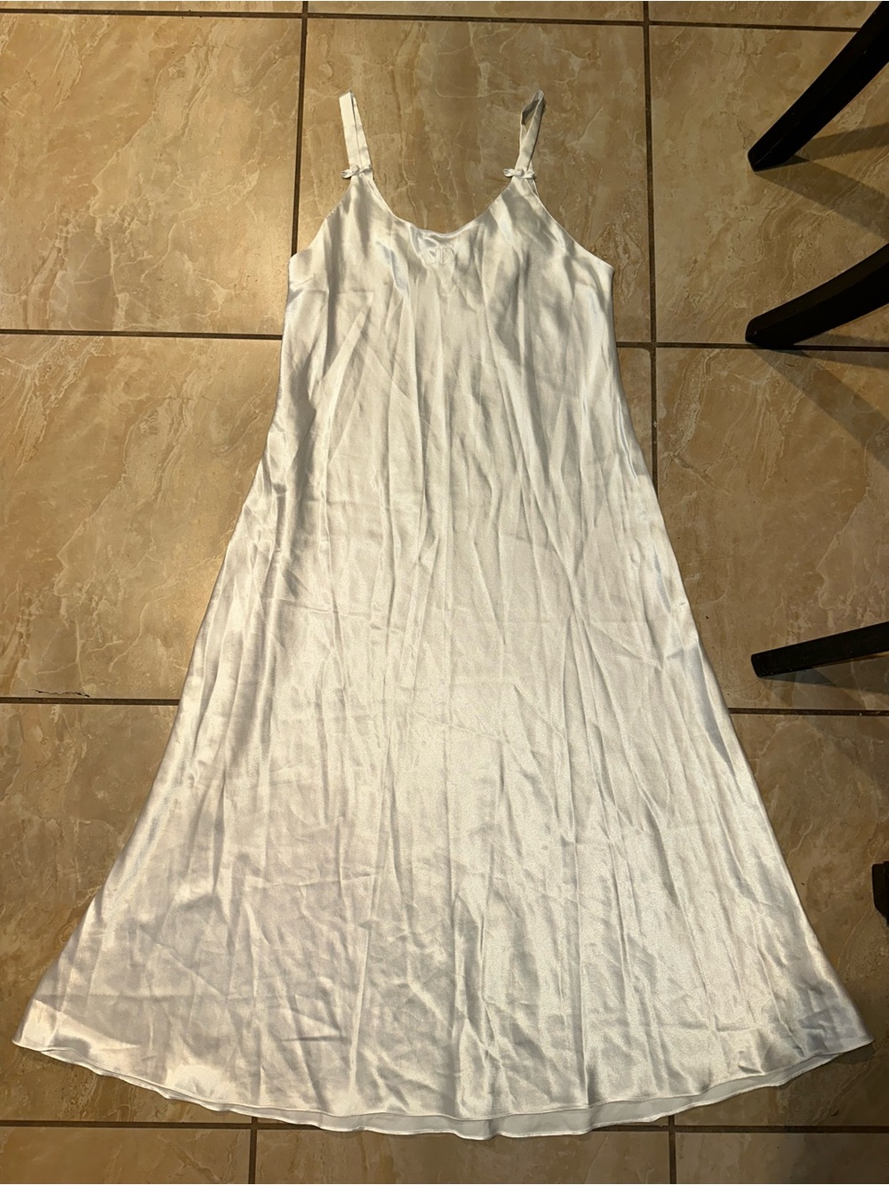 Vintage White Christian Dior Satin Slip Dress Size M